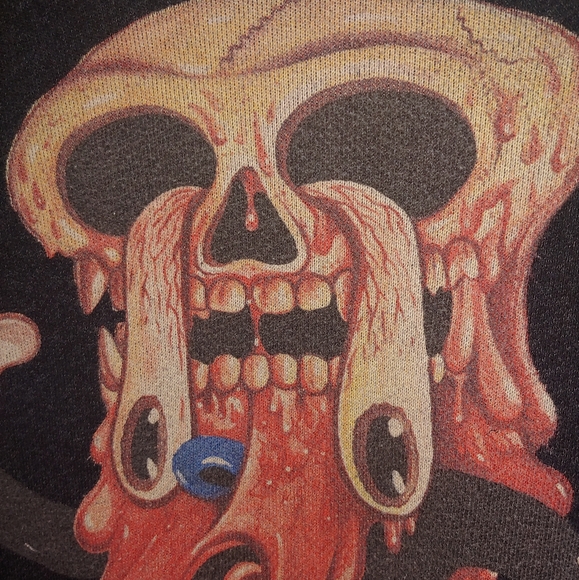 Rare! Melting Mickey Mouse Drop Dead Emo Punk Sweatshirt Top - Picture 3 of 8